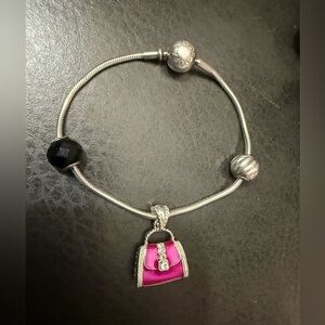 Set of 4 items Pandora bracelet and charms (Strength, Health)